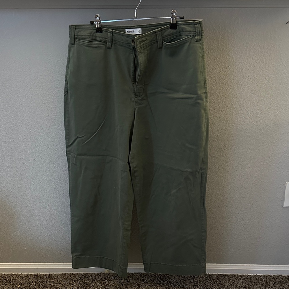 Sonoma Women's Olive Ankle Jeans Wide Leg High Rise